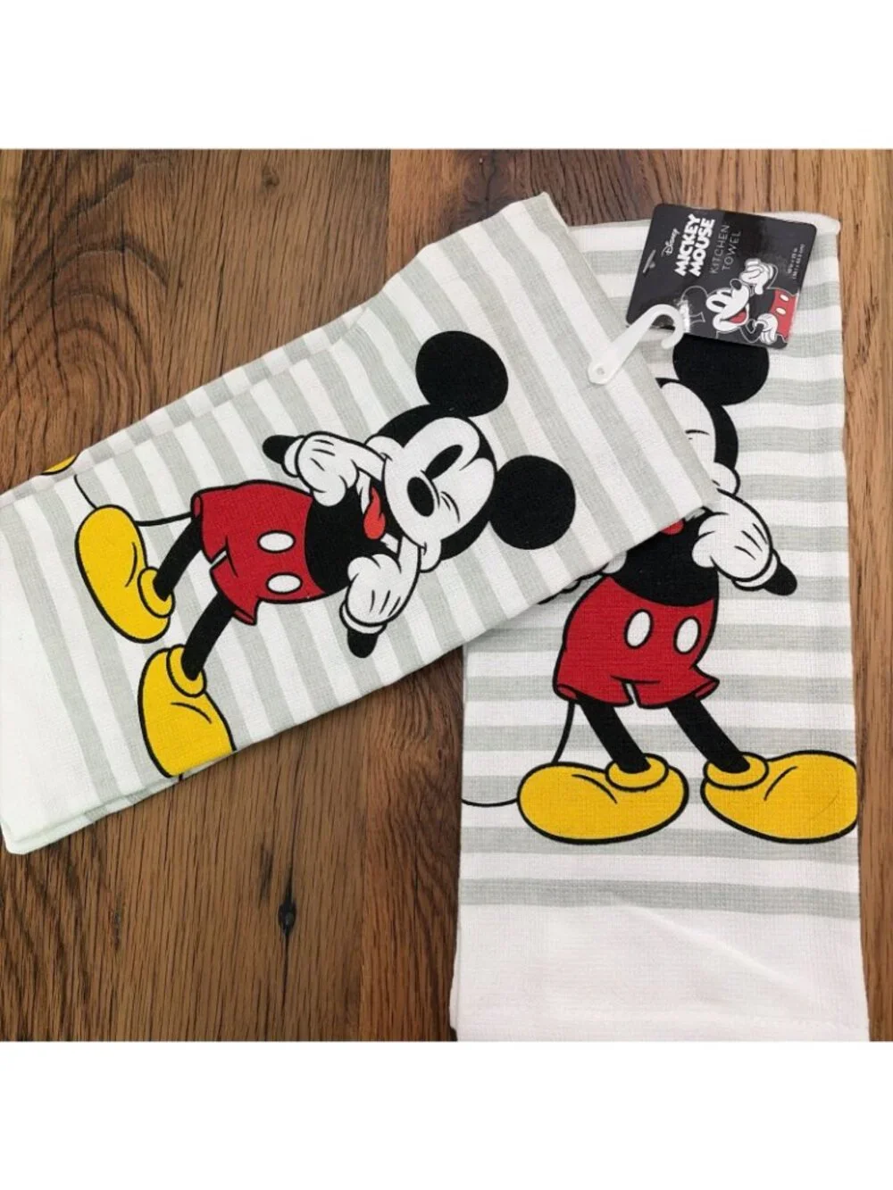 NWT~ Two Disney Mickey Mouse Kitchen Towels~Cotton ~ 15 x 25”